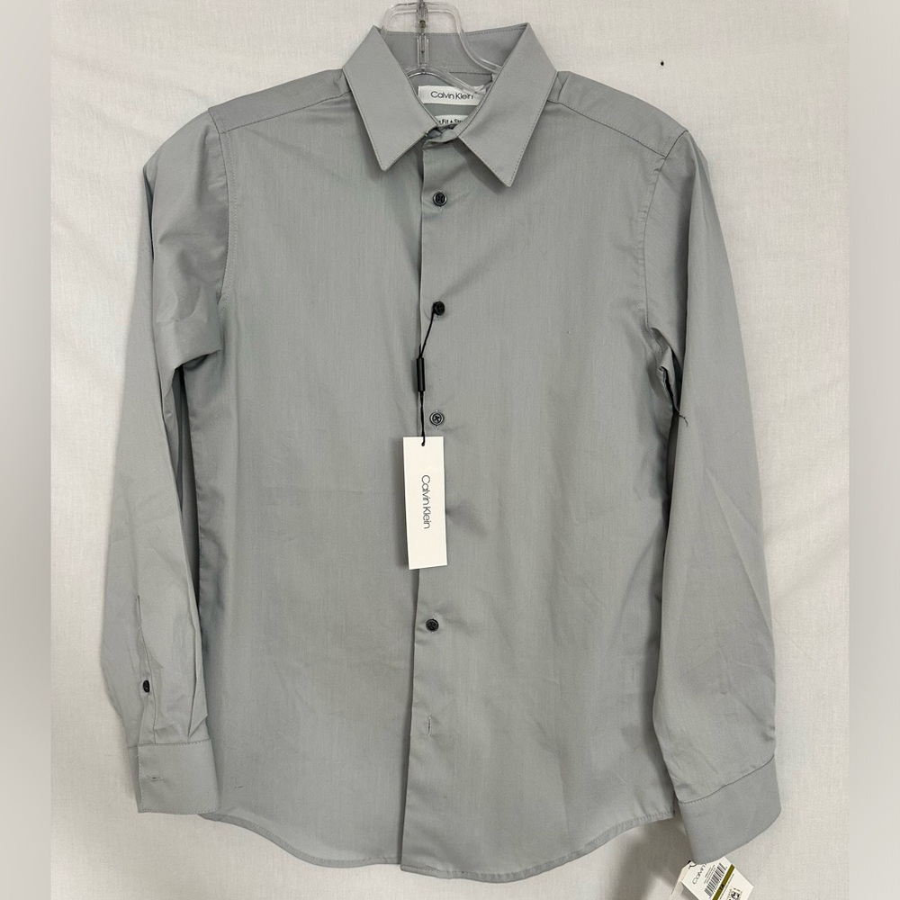 Boys New With Tags size 14 Calvin Klein long sleeve grey button down